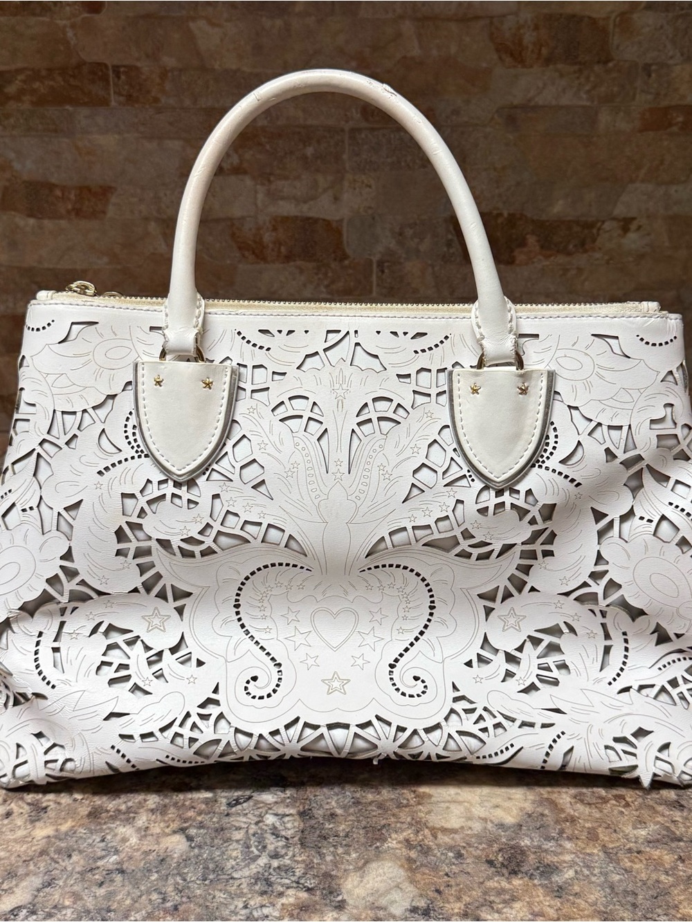 Cavalli Class By Roberto Cavalli Stardust Med Bucket Bag Off White - Picture 2 of 11